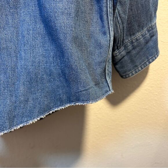 SHELTER ISLAND MENS FLANNEL SHACKET LARGE BLUE DENIM COAT EVERYDAY OUTDOORS - Picture 3 of 8